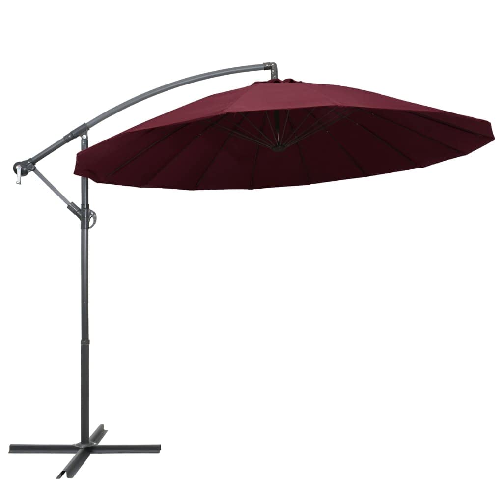 Parasol déporté rouge de 3 m de diamètre idéal pour l'ombrage du jardin et du camping