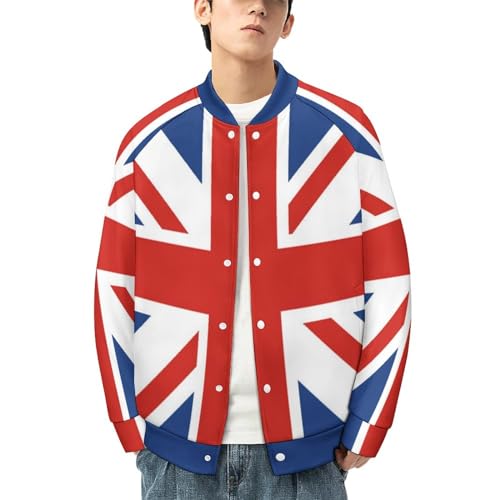 Union Jack UK Flag Men's Bomber Jacket Lightweight Casual Baseball Coats Streetwear With Pocket2