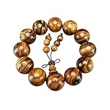 [石街] 天然柄付き楠木約20mm大玉木製数珠弟子玉付念珠ブレスレット