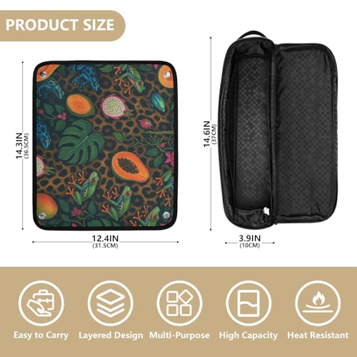 Bolso de Viaje para Herramientas Capilares con Alfombra Aislante Térmico, Organizador de Gran Capacidad para Planchas, Rizadores y Secadores de Cabello, Estampado de Leopardo en Selva miniatura 4