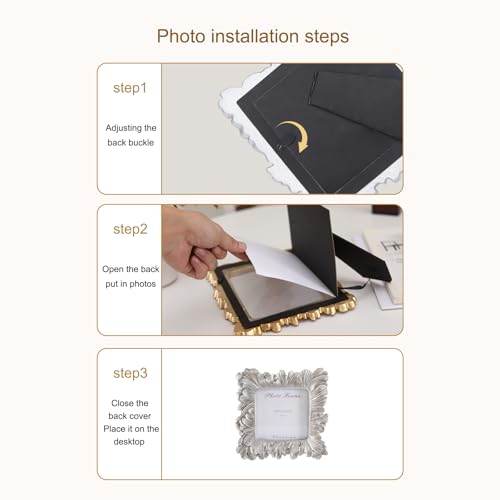 Image of 4x4 Vintage Picture Frames, Picture Frame for Table Top Display and Wall Hanging Home Decor (Silver, 4x4 Inch)
