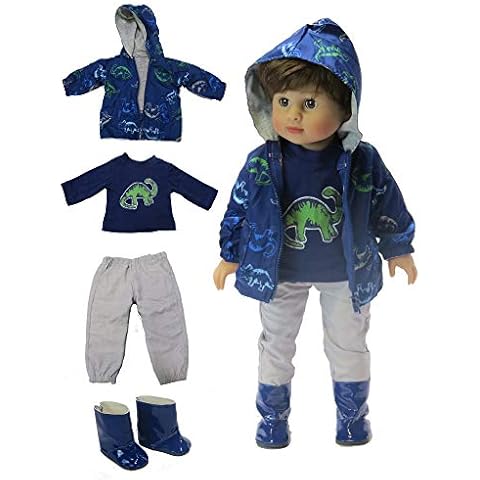 American Fashion World Dinosaur Raincoat Set for 18-Inch Dolls | Premium Quality & Trendy Design | Dolls Clothes | Outfit Fashions for Dolls for Popular Brands Cover