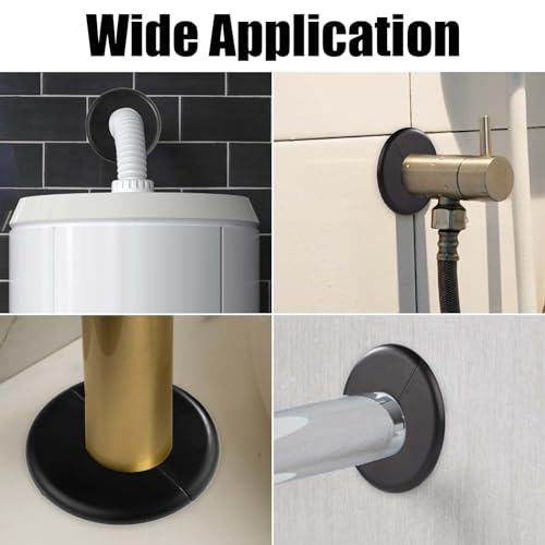 2 Stück Geteilter Wandflansch, 29mm Schnallen-Design Rohrflansch Selbstklebend Runde Sanitär-Abdeckplatten ABS Wasserhahn-Rosette für Toilette Küche (Schwarz)