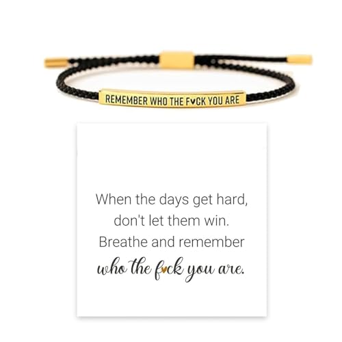 Image of Angyape Remember Who The F You Are Tube Bracelet For Women Men, 18k Gold Handmade Trendy Charms Adjustable Stainless Steel inspirational Bangle Bracelet for Teen Girls Cool Jewelry Gifts