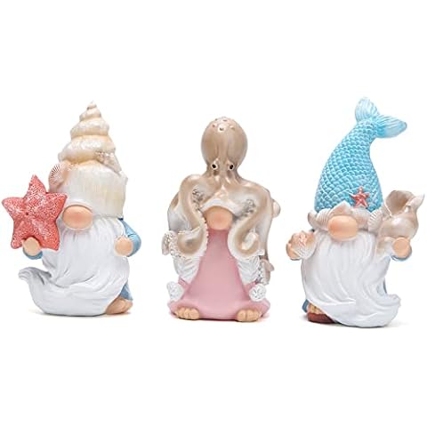 Hodao 3PCS Summer Gnomes Decor Marine Animals Gnomes Handmade Beach Decor Swedish Gnomes Nisse Scandinavian Gnomes Elf Summer Decorations Indoor Home Ornaments Summer Gnomes Figurines Gift Cover