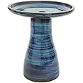 Sunnydaze 21-Inch H Ceramic Bird Bath for Outside - Hand-Painted Outdoor Bird Bath Bowl, UV/Frost-Resistant Finish - Galaxy Blue