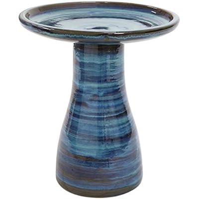 Sunnydaze 21-Inch H Ceramic Bird Bath for Outside - Hand-Painted Outdoor Bird Bath Bowl, UV/Frost-Resistant Finish - Galaxy Blue