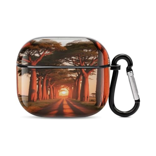 Baobab Avenue - Custodia per cuffie Bluetooth stampata antiurto in policarbonato copertura completa compatibile con ricarica wireless e AirPods terza generazione con fibbia di sicurezza