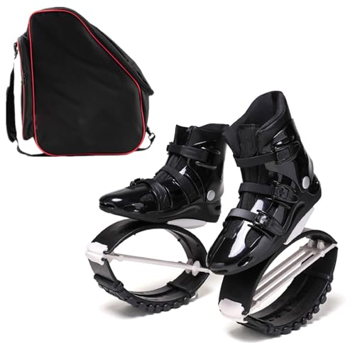 EvikoO Kangaroo Jump Shoes With Storage Bag Athletes and Heavier Users for Jumping Shoes Black White Unisex Fitness Bounce Shoes (Color : Black White, Size : Large)