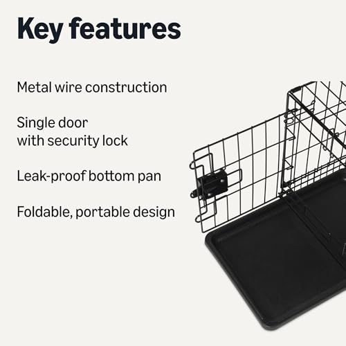 Image of Amazon Basics Durable, Foldable Metal Wire Dog Crate with Tray, Single Door, 18 x 12.4 x 15 in, Black