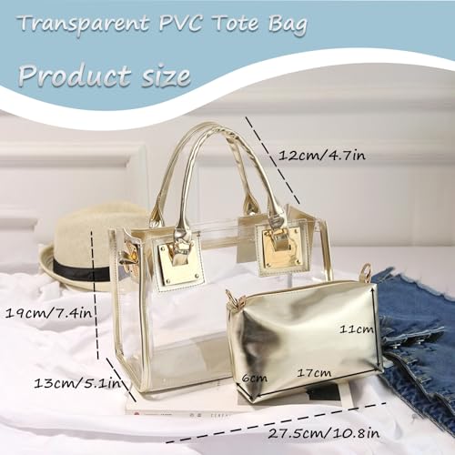 Women Clear Crossbody Bag, 2 in 1 Fashion Handbag and Purse, Top Handle & Shoulder Bags,Women's Beach Tote for Casual,Travel2