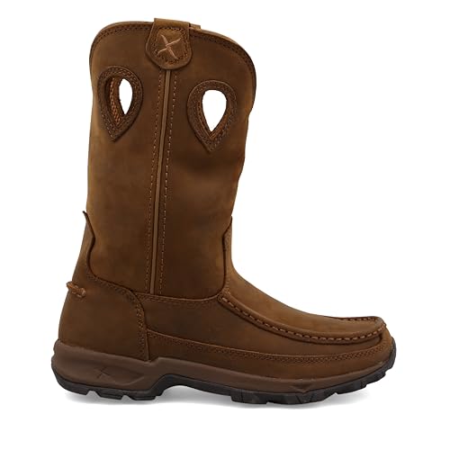 Twisted X Women's 10" Pull On Hiker Boot, Moc Toe, Distressed Saddle, 7.5 M4