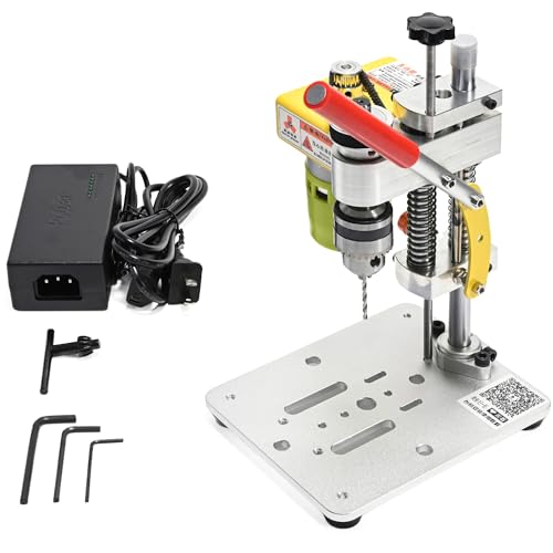 Electric Mini Drill Press, Precision Benchtop Drill Press, Two-way Hand Drill Press, 7 Speed Drilling Machine w/ B10 Chuck for 0.6-6mm Bits, Mefape DIY Metal Woodworking Jewelry Drill Tool