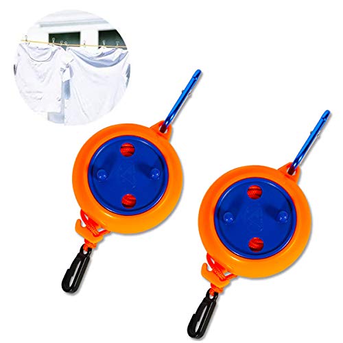Xiuyer Tendedero Retráctil, 2 Piezas Cuerdas para Tender la Ropa con Hebilla Colgante 8M Ajustable Viaje Cámping Drying Clothes Rope para Lavadero Balcón Jardín Exterior Interior – Naranja