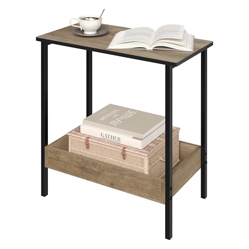 WOLTU Beistelltisch, Couchtisch mit 2 Ablagen, Konsolentisch mit Stauraum im Wohnzimmer, Wohnzimmertisch aus Metall Holzwerkstoff, Kleiner Sofatisch Schwarz Graue Holzoptik, 50x55x25 cm, BTS03grdc WOLTU Beistelltisch, Couchtisch mit 2 Ablagen, Konsolentisch mit Stauraum im Wohnzimmer, Wohnzimmertisch aus Metall Holzwerkstoff, Kleiner Sofatisch Schwarz Graue Holzoptik, 50x55x25 cm, BTS03grdc