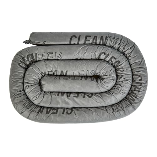 Image of Restaurantware Absorbent Sock 1 Pack of 3 inch x 144 inch Heavy Duty Water Absorbing Snake Non-Flammable Gray Polypropylene Oil Spill Barriers for Chemical Fluids, Industrial Cleanup, Garages, Labs