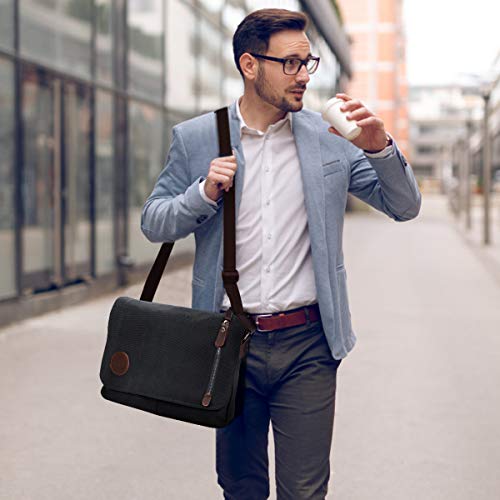 CHEREEKI Schoudertas Heren, Canvas Messenger Bag met Veel Zakken, Rits en Brede Band, Canvas Tas voor Werk, School, Reizen en Dagelijks Gebruik (Geschikt voor 13,3-inches Laptop) - Image 8