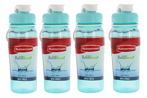 Rubbermaid Refill Reuse Water Bottles with Flip-Top Lid - BPA-Free -Finger Loop