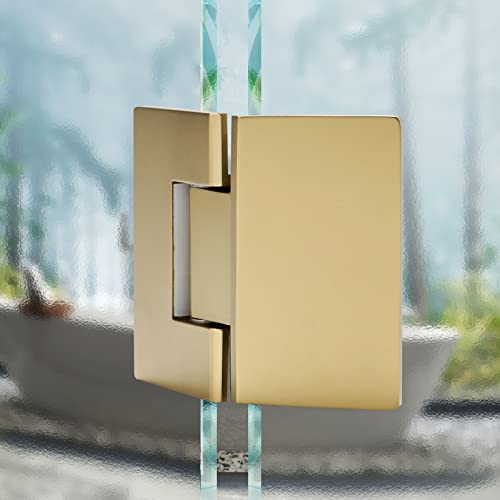 Heavy Duty Shower Glass Door Hinge,Solid One-Piece Precision Cast with 5mm Thick 304 Stainless Steel,for 5/16"-1/2" (8mm-12mm) Thick Frameless Bathroom Doors,Glass to Glass Mount,1 pc,Glazed Gold - Image 3