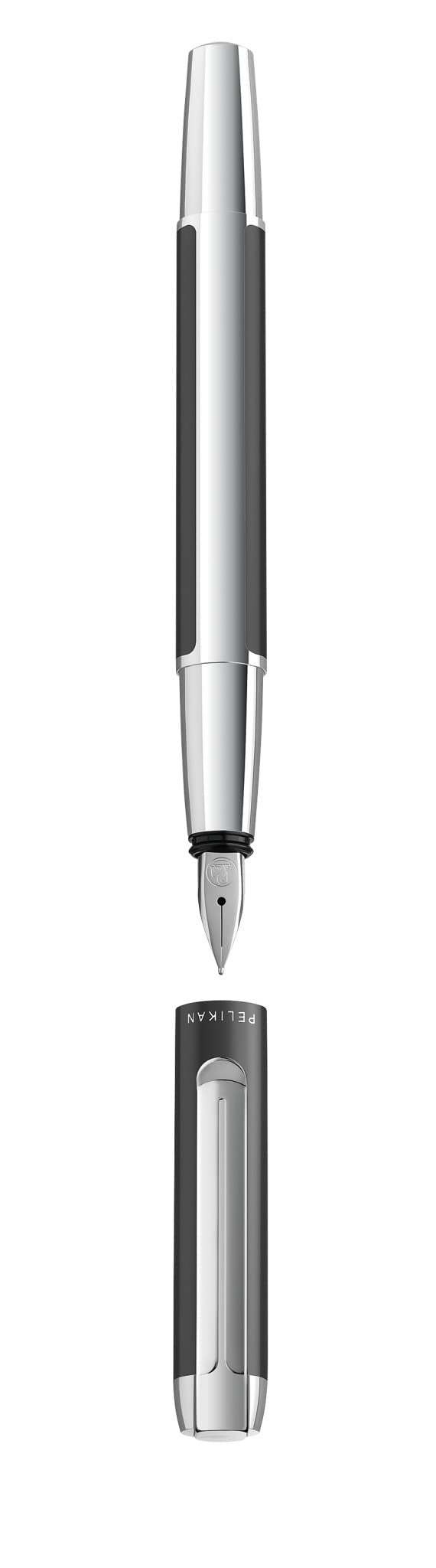 Pelikan Pura 817134 Pluma estilográfica, plumín M, incluye cartucho de tinta Edelstein Ink Sapphire, color antracita, 1 unidad