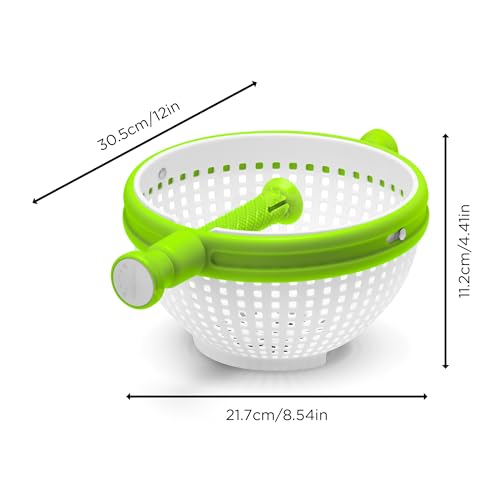 Dreamfarm Spina 2-In-1 Easy-To-Use, Collapsible Salad Spinner & Straining Colander for Salad, Fruit, Vegetable, Lettuce - 3 Quart, White/Green - Image 3