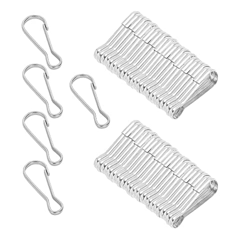 50pcs Stainless Steel Spring Lanyard Hooks for ID Card Key Chain Tag, 1 Inch（25mm Snap Buckles Clip for Wallets Purse Zipper Pull Badge Holder Keyring Clasp Plant Hanger DIY Craft Cover