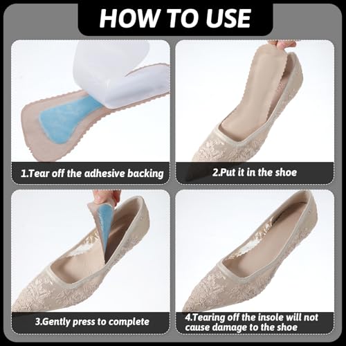 Image of TIESOME 2 Pairs High Heel Cushion Inserts for Women, 3 /4 Invisible Insoles Prevent Feet from Sliding Forward Non-Slip Slim Inserts Liners Comfort Shoe Pads for Sandal Flats High Heels(Skin)