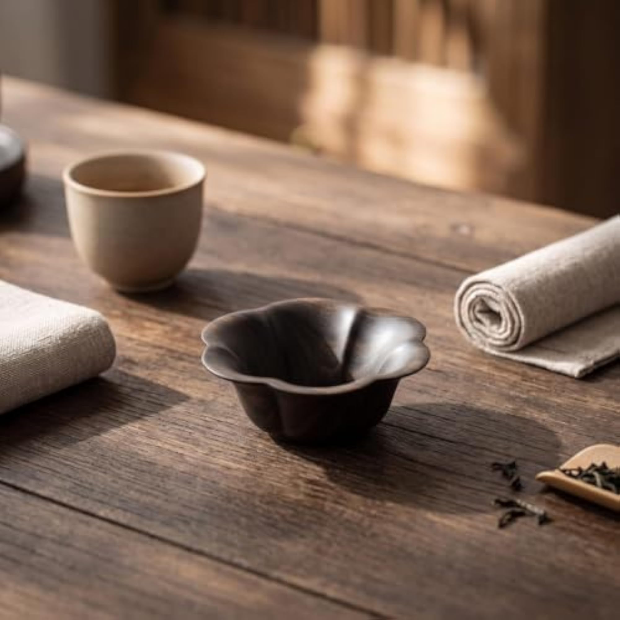 Woodgrain Wooden Tea Strainer, Petal Shape Design