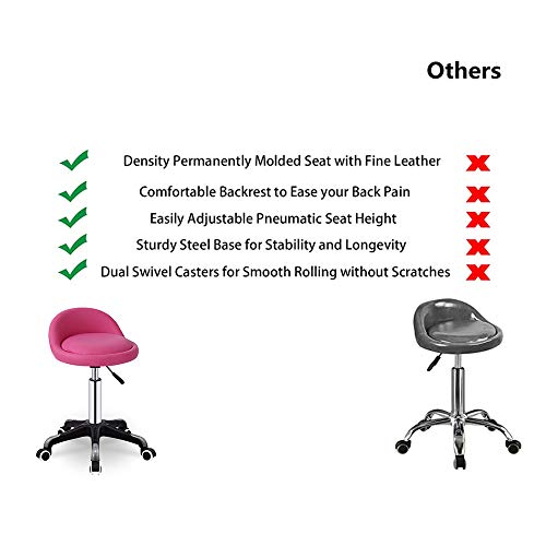 Tabouret de bar réglable avec dossier chaise pivotante roulante 5 roues - 4