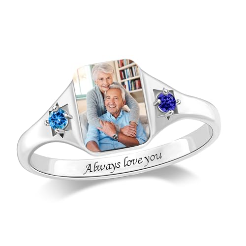 BABOOM Custom Photo Ring for Women Personalized Picture Rings Featuring Heart-shaped Promise Ring Perfect Graduation Gift for Best friend