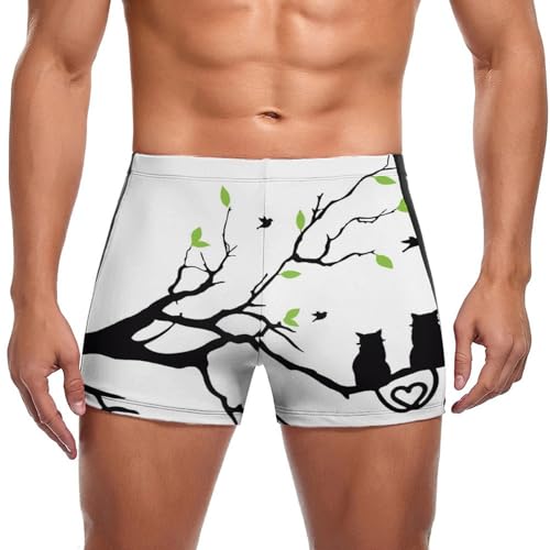 Slip de bain homme Arbre Et Chat, short de natation confortable et élégant pour la plage