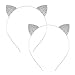 Cat Ears Headband Rhinestone Cat Hair Hoops Crystal Kitten Ear Headdress Headwear Headpiece Women Girls Kids Crown Hairband Hair Bands Party Decoration Cosplay Costume Handmade Hair Accessories 2 Pack