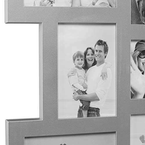 Relaxdays Bilderrahmen Collage, Bildergalerie 14 Bilder, Fotorahmen zum Aufhängen, mehrere Fotos, HxB: 118x36 cm, silber – Bild 7