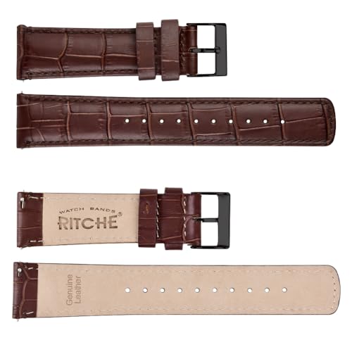 Image of Ritche Christmas Gift Quick Release Leather Watch Bands Genuine Leather Watch Strap for Samsung Galaxy Watch 6 Band Classic 43mm 47mm 40mm 44mm 18mm, 20mm or 22mm for Men and Women, White Elephant Gifts, Stocking Stuffers for Men