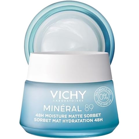 Vichy Minéral 89 Matte Sorbet Face Moisturizer For Oily Skin, Mattifying Moisturizer, Hyaluronic Acid + Niacinamide + Salicylic Acid, Shine Control, Non-Greasy Refreshing Gel Moisturizer Cover