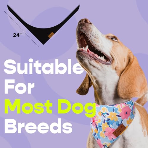 Charcy Dog Bandanas 4 Pack, Fall Dog Bandana Boy Girl for Holiday Birthday, Adjustable Durable Dog Scarf, Unique Design - Ink Flower L - Image 4