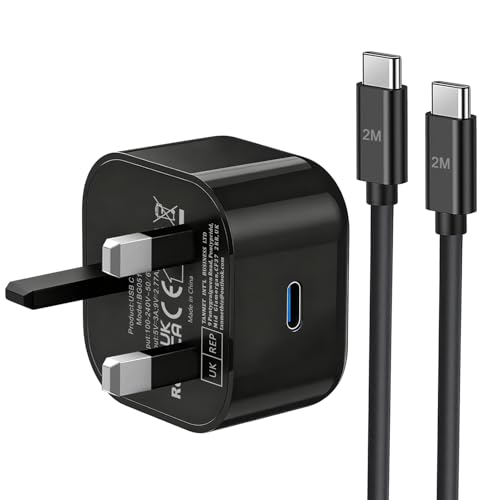 Samsung Fast Charger Plug and Long Cable 2M USB C Samsung Plug with Type C Charging Lead USBC for Galaxy S26 S25 S24 S23 S22 S21 S20 A17 A16 A15 A36 A32 A33 A34 A35 A52 A53 A54 A55 A56 A26 A25 A40 A41