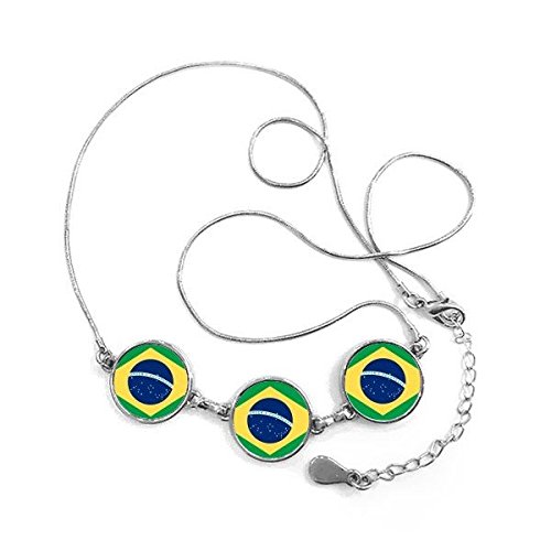 DIYthinker Collana Brasile Bandiera Nazionale di Sud America Paese Simbolo Mark ventaglio Tondo Forma