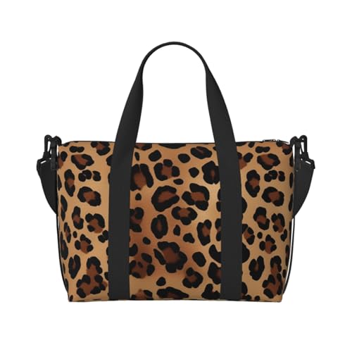 Travel Duffel Bag for Men Gym Bag, Leopard Print Luggage Bag with Shoulder Strap, Large Gym Tote Bag for Women, Weekender Overnight Bag, Foldable Carry on Bag for Airplane