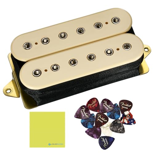 DiMarzio Super Distortion Humbucker Pickup DP100CR, Cream Bundle with 12x Fender Guitar Picks and Liquid Audio Instrument Polishing Cloth