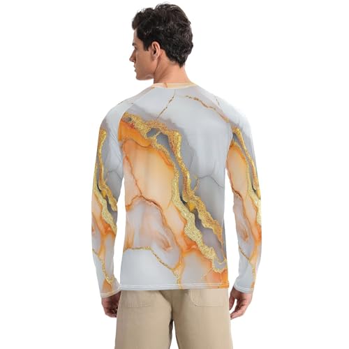 Marble White Orange UPF 50+ Long Sleeve Sun Shirt Lightweight Loose Sun Protection Long Sleeve Outdoors2
