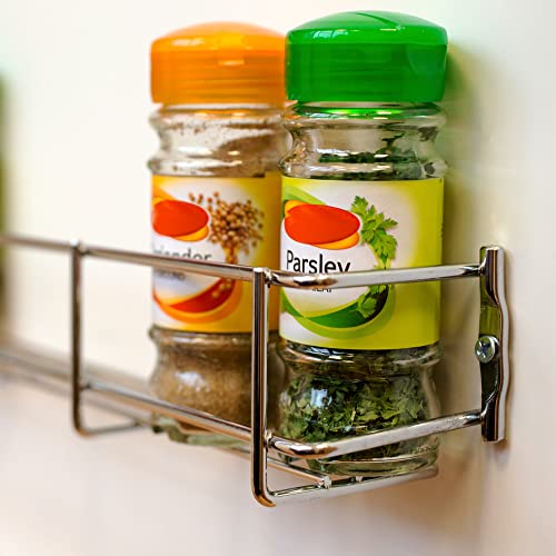 Image of andrew james 1 /2 /3 /4 /5 Spice Rack Organiser - No Assembly Needed | Chrome Hanging Spice Shelf for Inside Cupboard Door or Wall Mounted | Kitchen Organiser (1 Tier)