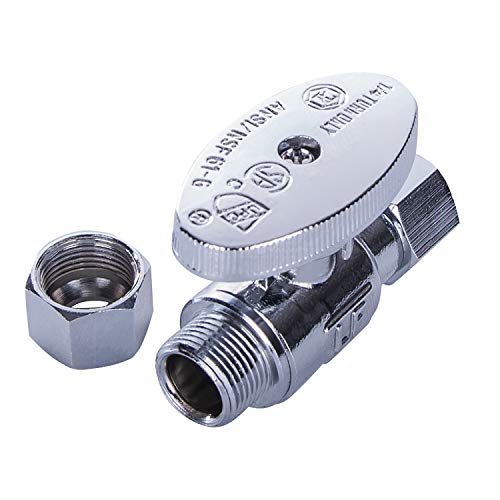 MIDLINE VALVE 82338QS-OM Add On Valve; Quarter Turn Wheel 3/8 in. COMP FIP x 3/8 in. COMP MIP; Chrome Plated Brass