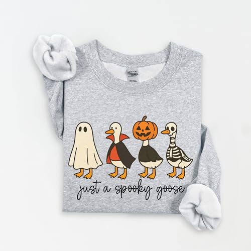 Just a Spooky Goose Comfort Colors® Shirt, Funny Goose Halloween Graphic Tee, Cute Ghost Pumpkin Skeleton Fall Outfit4