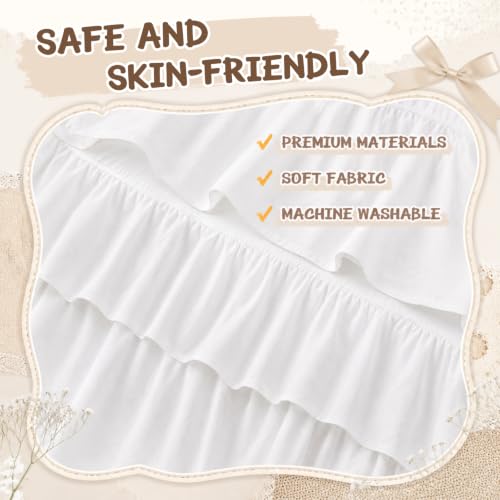 Image of Hahafelt White Crib Skirt for Baby Girls Boys, 100% Washed Cotton Bed Skirt