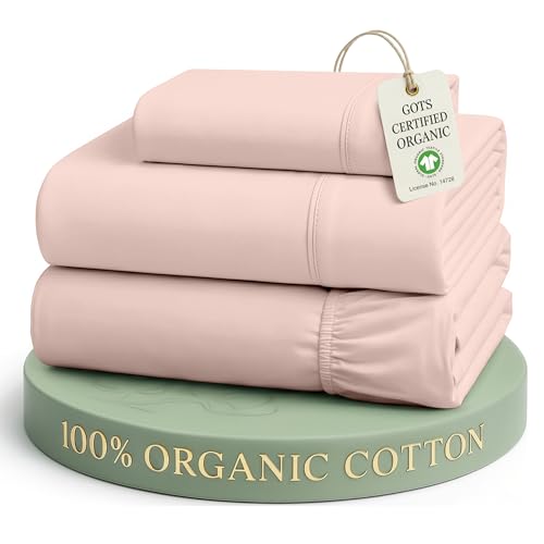 Image of LANE LINEN Eco Friendly 100% Organic Cotton Twin Sheet Set, Hotel Quality Premium Bedding Sheets & Pillowcases Set Twin Size, Soft & Comfy Percale Sheets, Machine Wash Bed Sheets- Sepia Rose