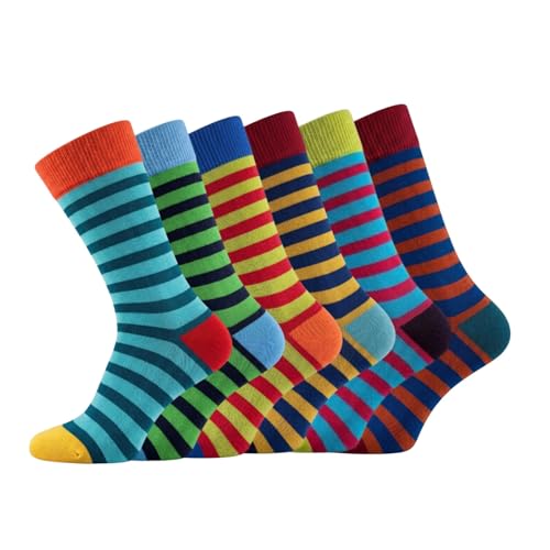 VEARZ Mens Bright Striped Socks - Pack Of (3 6 12) Adults Funky Summer Stripy Patterned Colourful Crew Socks UK 3 Pairs