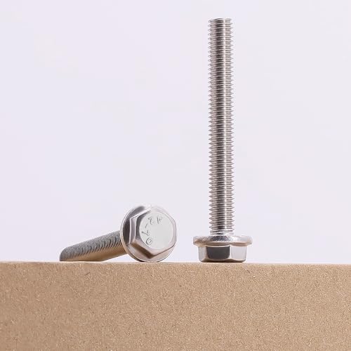 Image of 5 /16-18 x 2 inch (10 pcs) Flanged Hex Bolt Screws, ASME Standard Flanged Hex Head Bolts, 304 Stainless Steel 18-8, Full Thread, Coarse Thread UNC