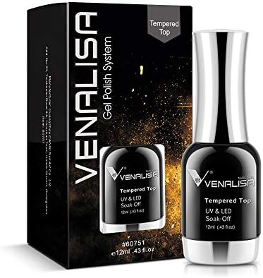 VENALISA 12ML No Wipe Tempered Top Coat, Scratch Resistant Long Lasting High Gloss Soak Off Clear Gel Nail Polish Top Coat 0.43 OZ