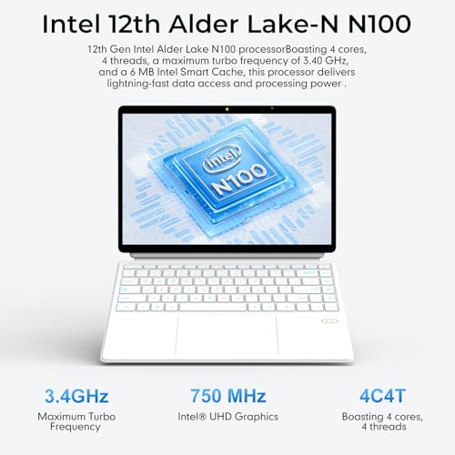 Image of EYY 14 inch 2 in 1 Touchscreen Laptop, N100 (UP to 3.40GHz), 16GB LPDDR5 512GB SSD Tablet, 16:10 1920 * 1200 Laptop Computer, WiFi 6, BT5.2, HDMI, Backlit Keyboard, Dual Camera